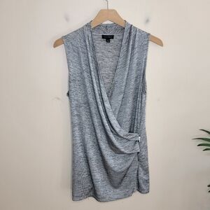 Stitch Fix Goldray | Eisla Faux Wrap Gray Zipper Detail Sleeveless Top